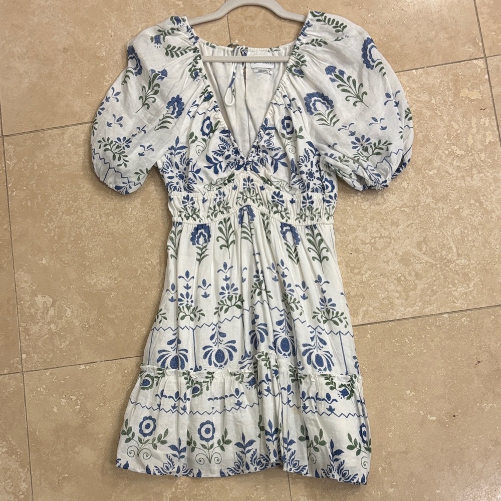 SAYLOR White and Blue Floral Mini Dress